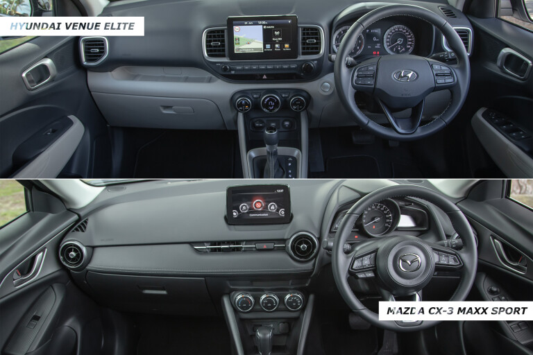 Which Car Car Reviews 2021 Hyundai Venue Elite Vs Mazda CX 3 Maxx Sport Interior Comparison